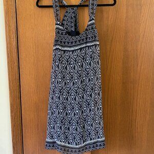 ECI New York Sz 6 Floaty Sundress Bow Adjustable Straps Sheer over Black Shell